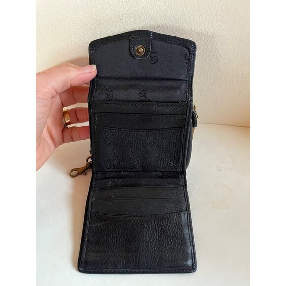 Fossil Keyper Black Leather Tri-fold Wallet ID Key Fob Clutch - Picture 3 of 10